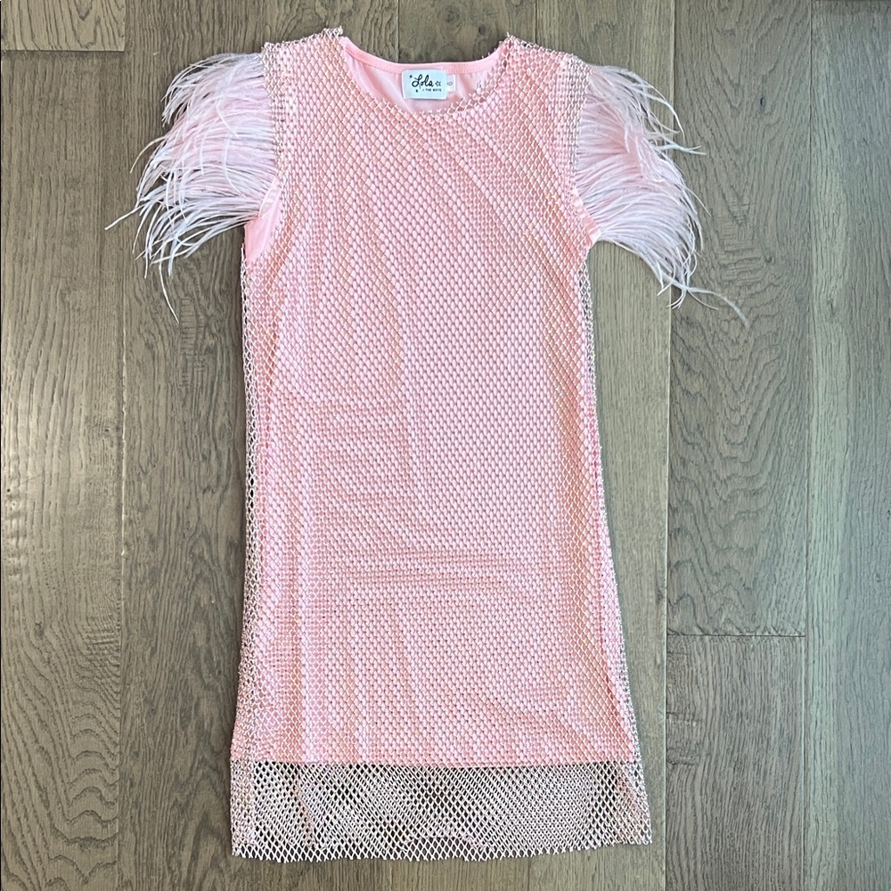 Crystal Feather Trims Sequin Dress